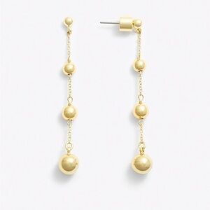 Draper James 12K Shiny Gold Plated Brass Linear Dangling Gold Bead Earrings